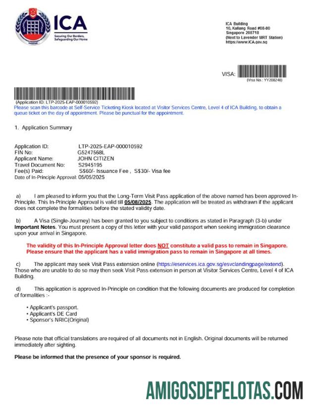 imprimível Modelo de carta de aprovação de visto de Cingapura em formatos Word e PDF